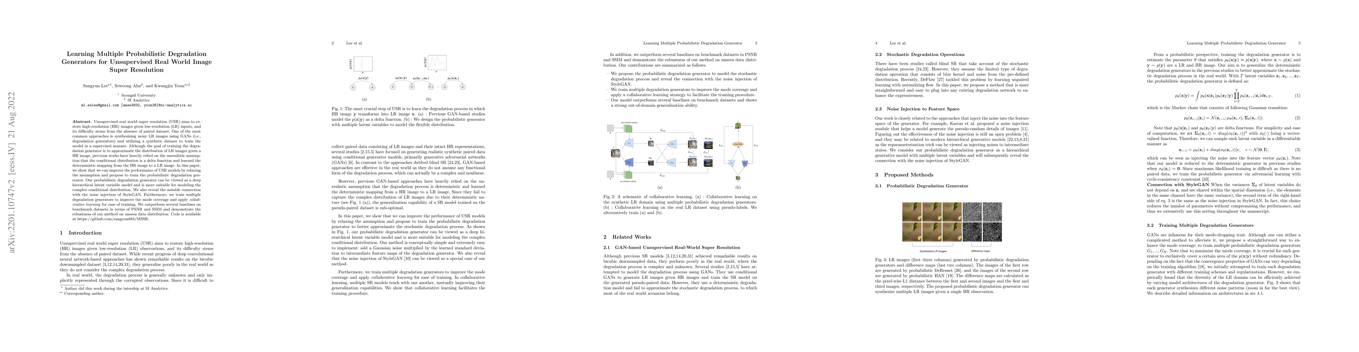 Thumbnail for Learning Multiple Probabilistic Degradation Generators for Unsupervised
  Real World Image Super Resolution
