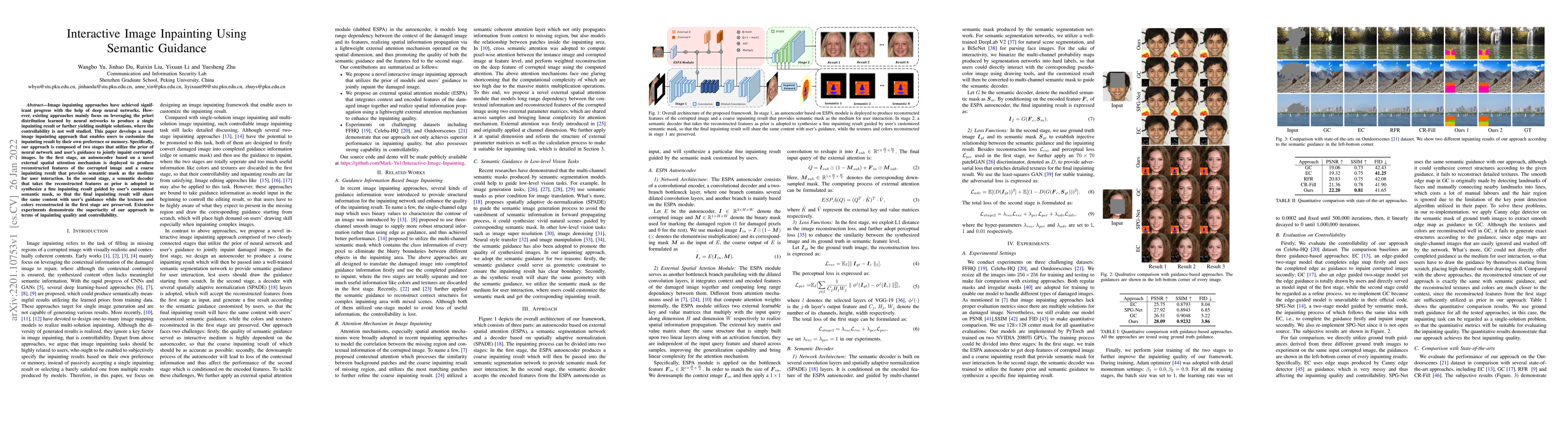 Thumbnail for Interactive Image Inpainting Using Semantic Guidance