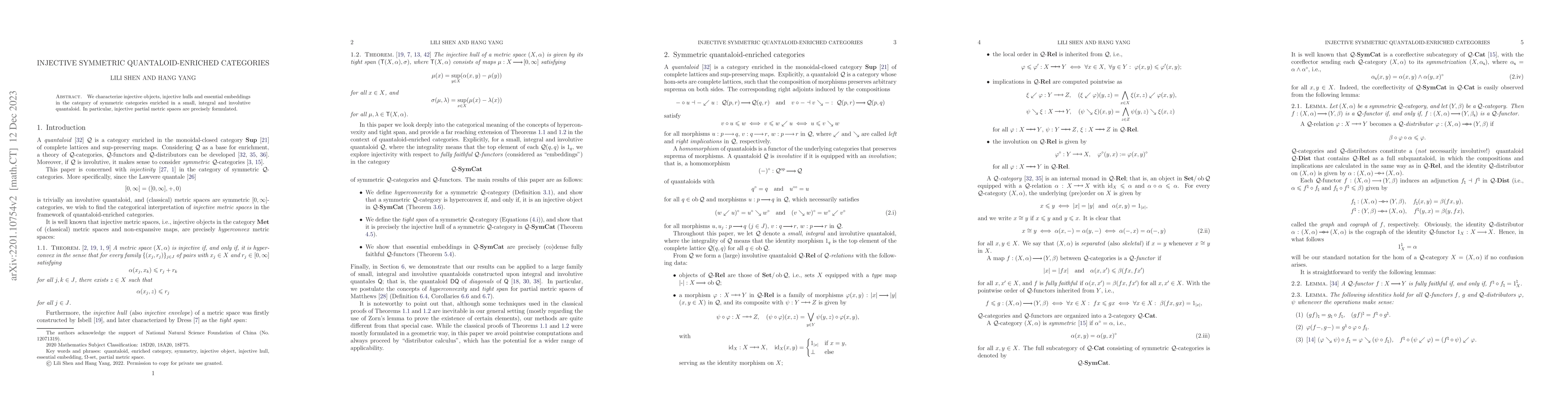 Thumbnail for Injective symmetric quantaloid-enriched categories