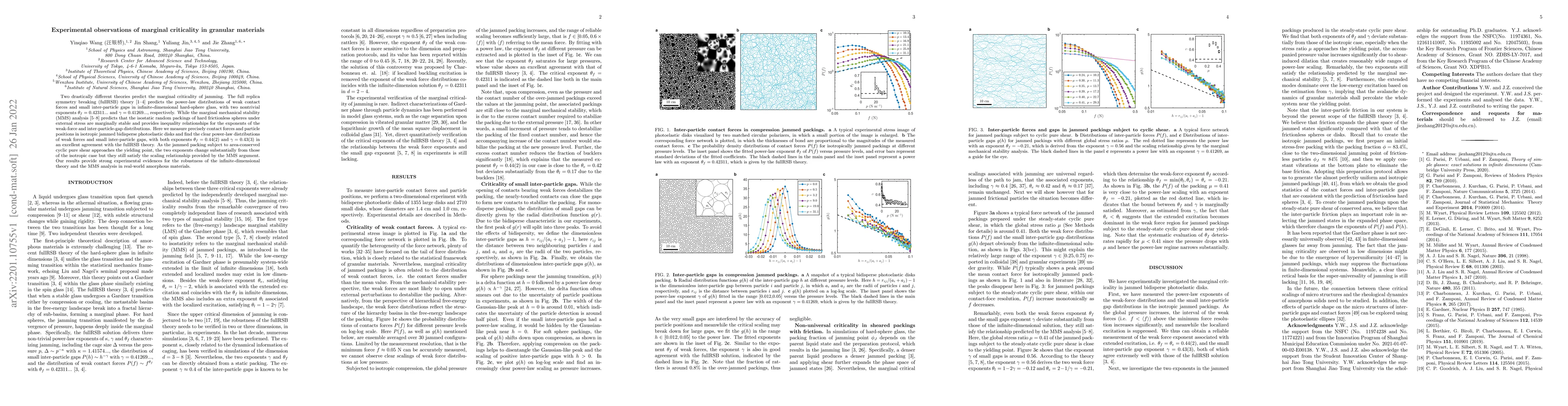 Thumbnail for Experimental observations of marginal criticality in granular materials