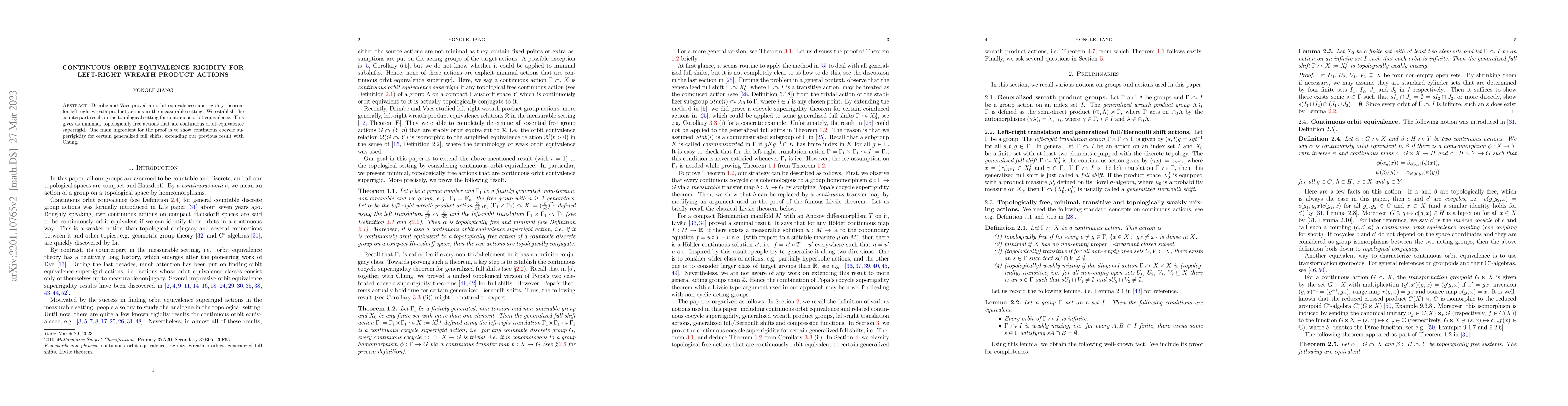 Thumbnail for Continuous orbit equivalence rigidity for left-right wreath product
  actions
