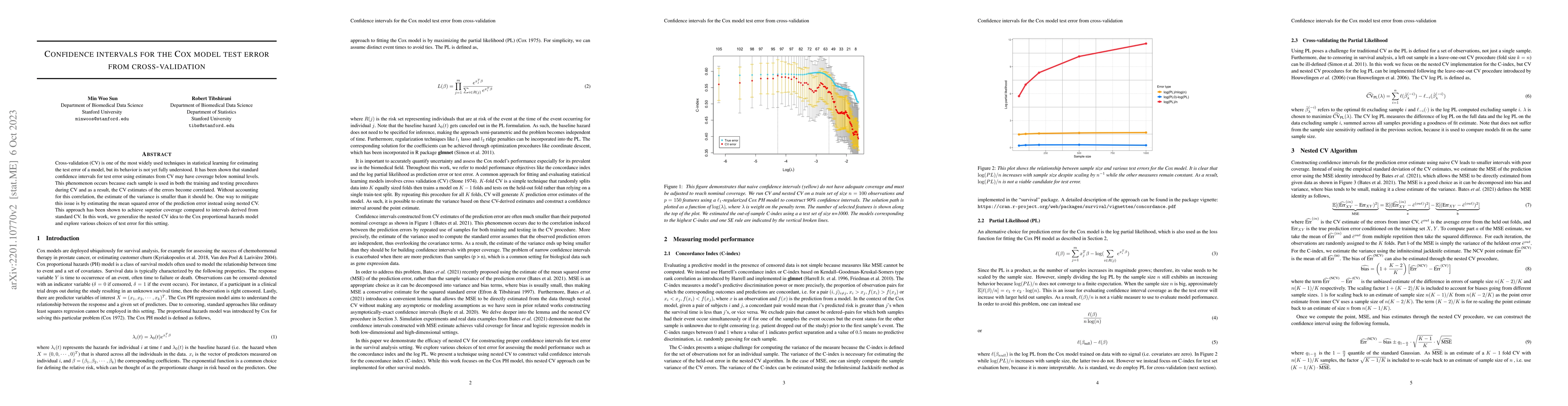 Thumbnail for Confidence intervals for the Cox model test error from cross-validation
