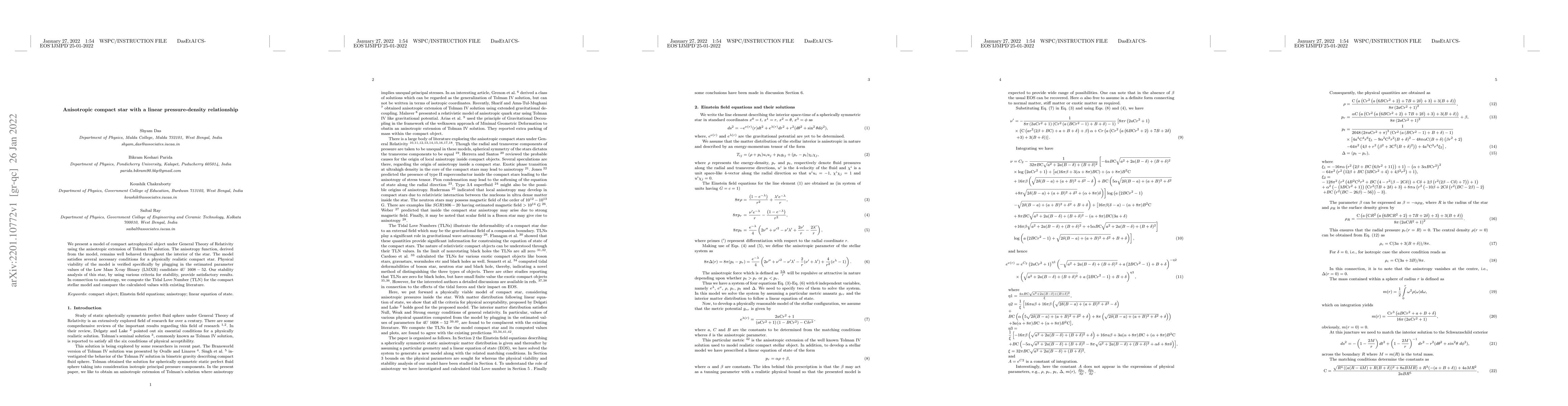 Thumbnail for Anisotropic compact star with a linear pressure-density relationship
