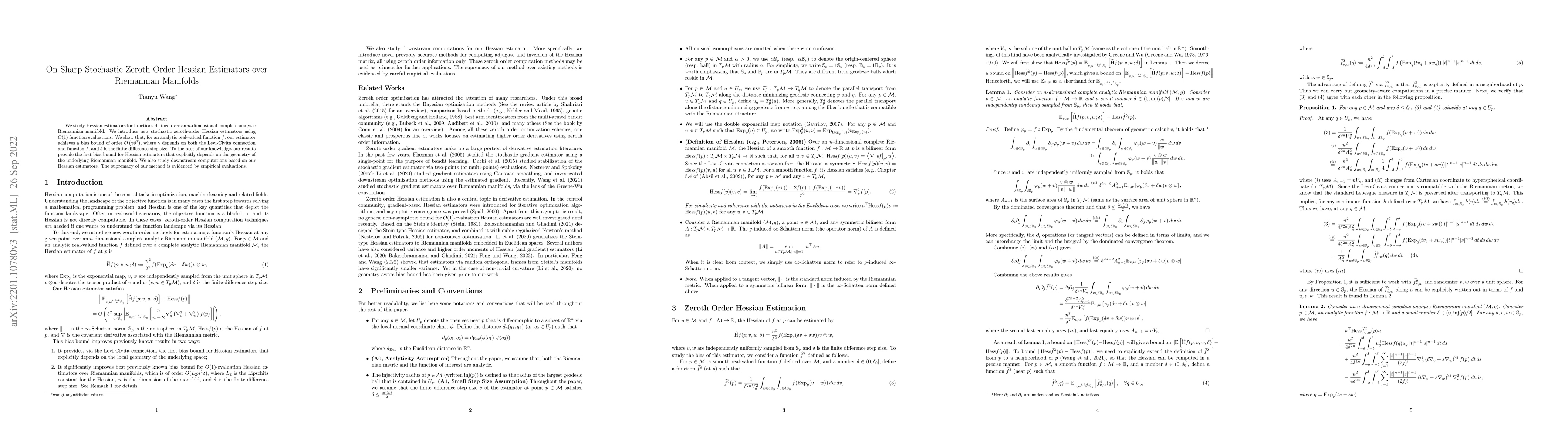 Thumbnail for On Sharp Stochastic Zeroth Order Hessian Estimators over Riemannian
  Manifolds