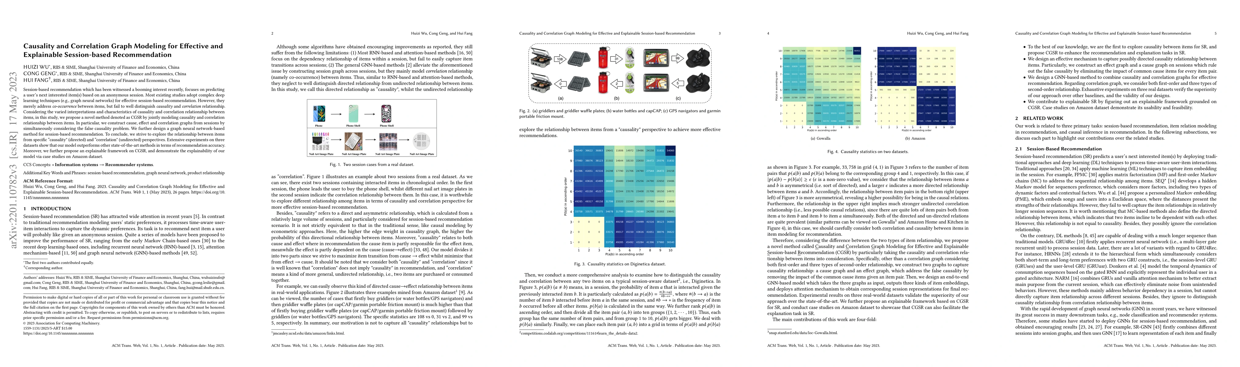 Thumbnail for Causality and Correlation Graph Modeling for Effective and Explainable
  Session-based Recommendation