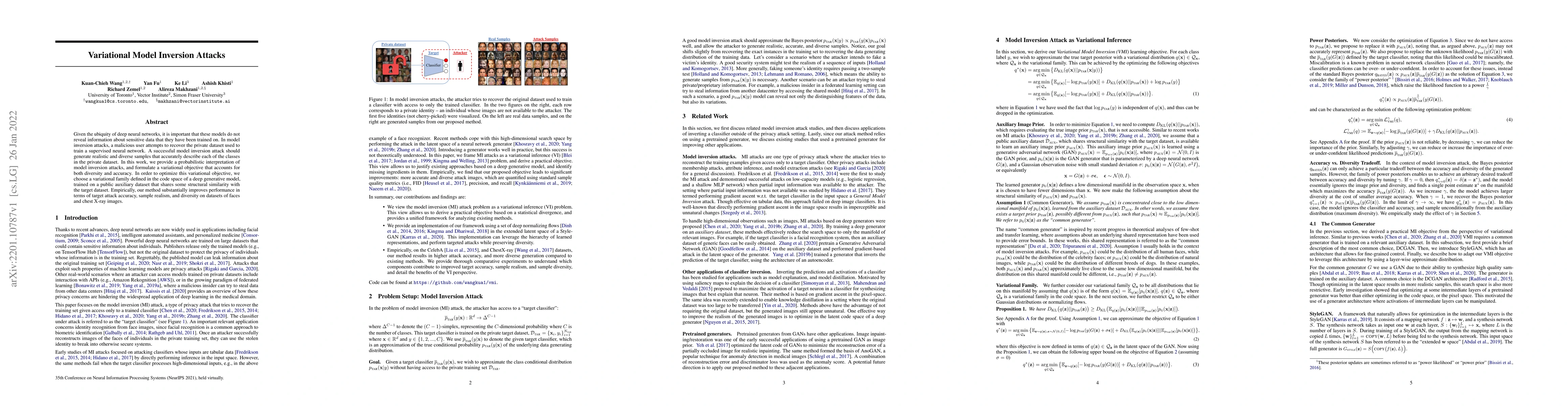 Thumbnail for Variational Model Inversion Attacks