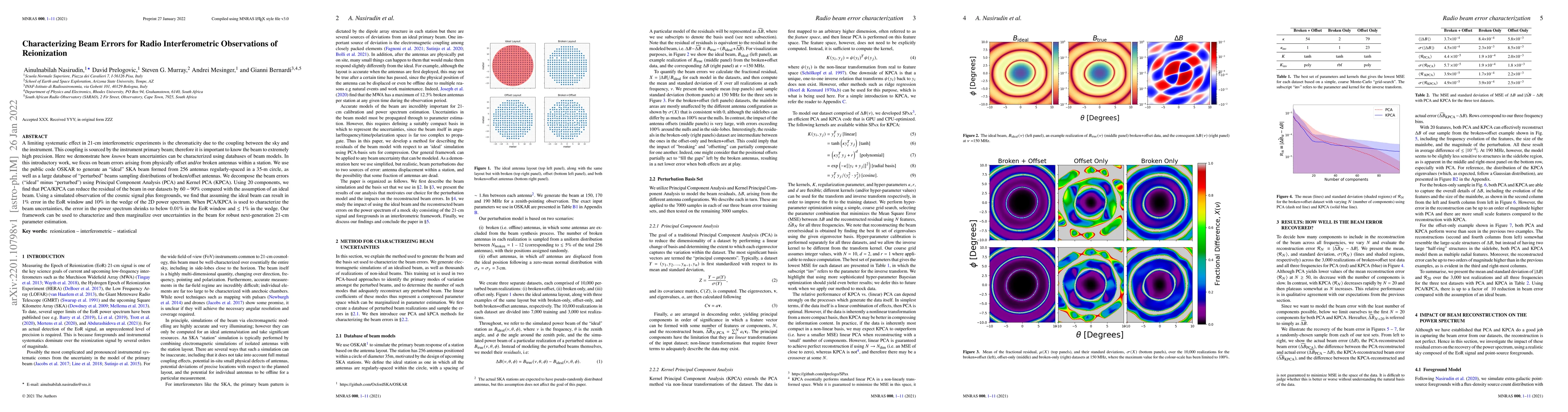 Thumbnail for Characterizing Beam Errors for Radio Interferometric Observations of
  Reionization