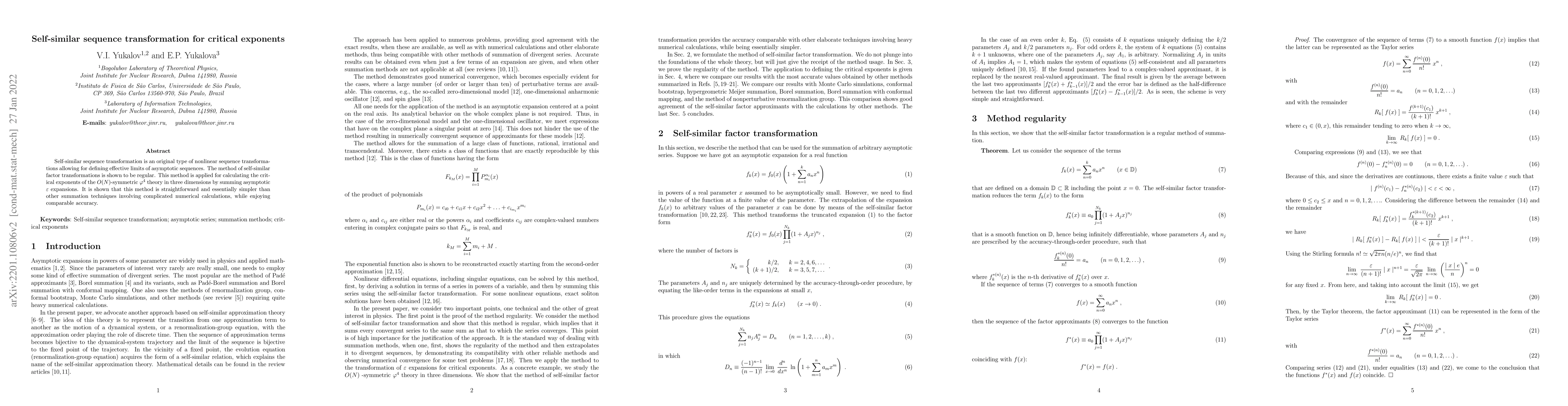 Thumbnail for Self-similar sequence transformation for critical exponents