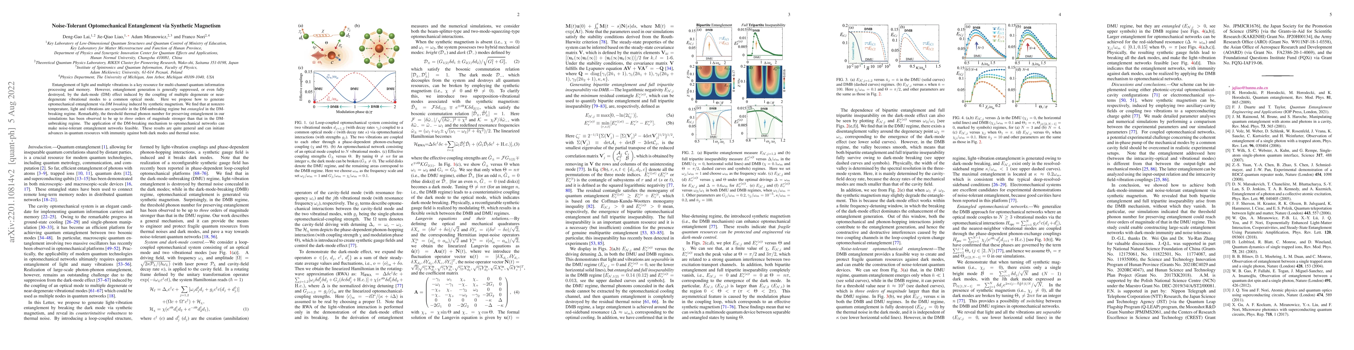 Thumbnail for Noise-Tolerant Optomechanical Entanglement via Synthetic Magnetism