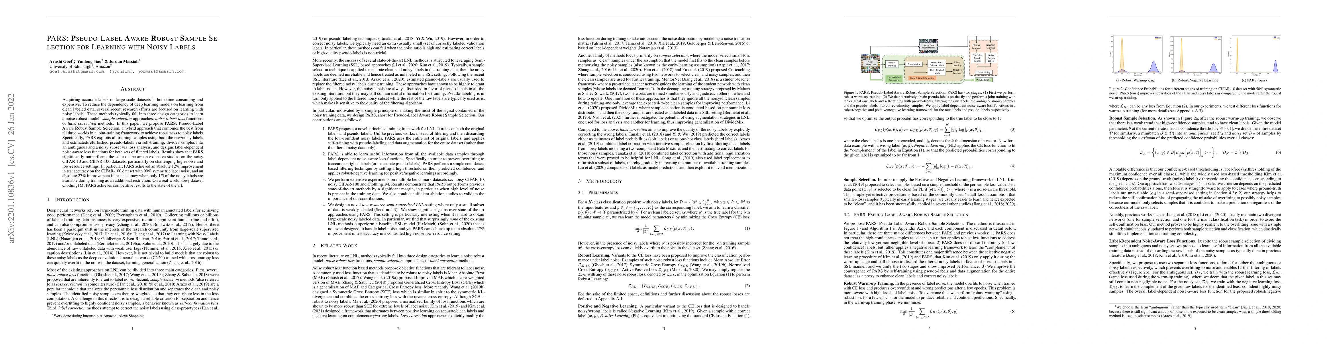 Thumbnail for PARS: Pseudo-Label Aware Robust Sample Selection for Learning with Noisy
  Labels