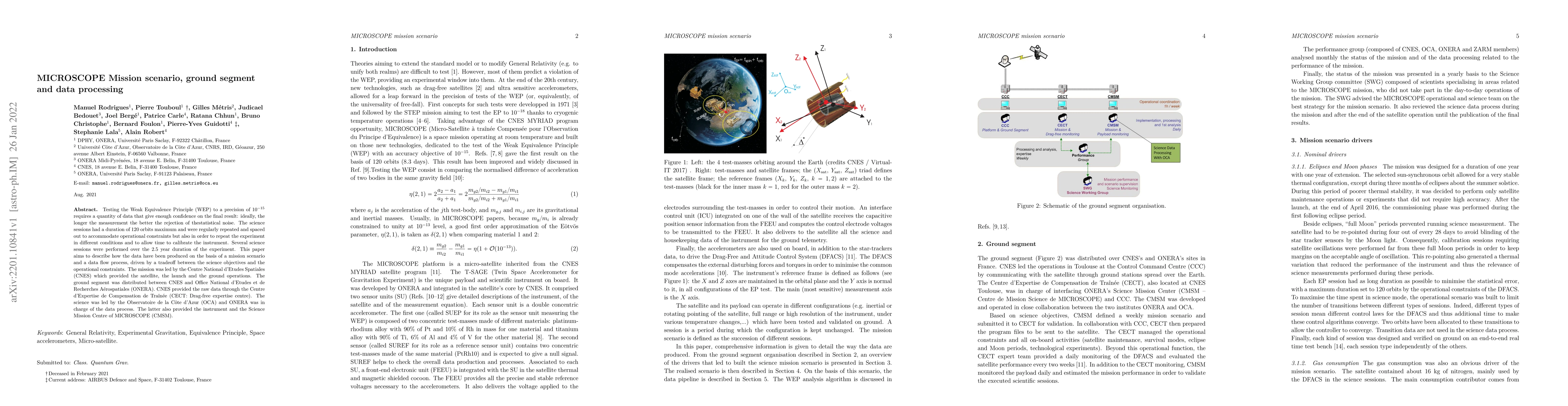 Thumbnail for MICROSCOPE Mission scenario, ground segment and data processing