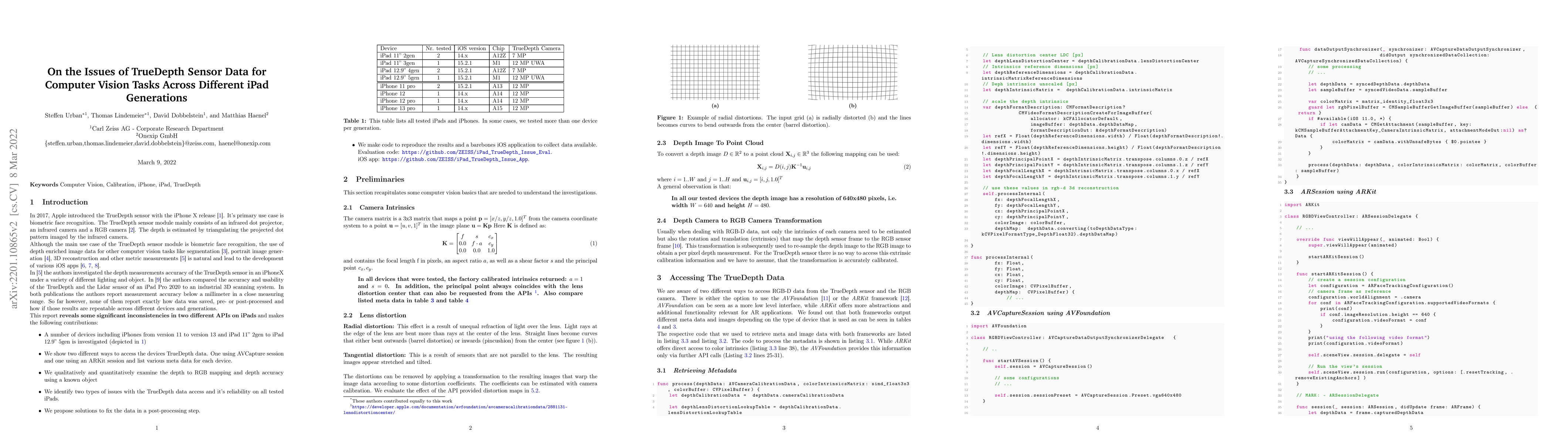 Thumbnail for On the Issues of TrueDepth Sensor Data for Computer Vision Tasks Across
  Different iPad Generations