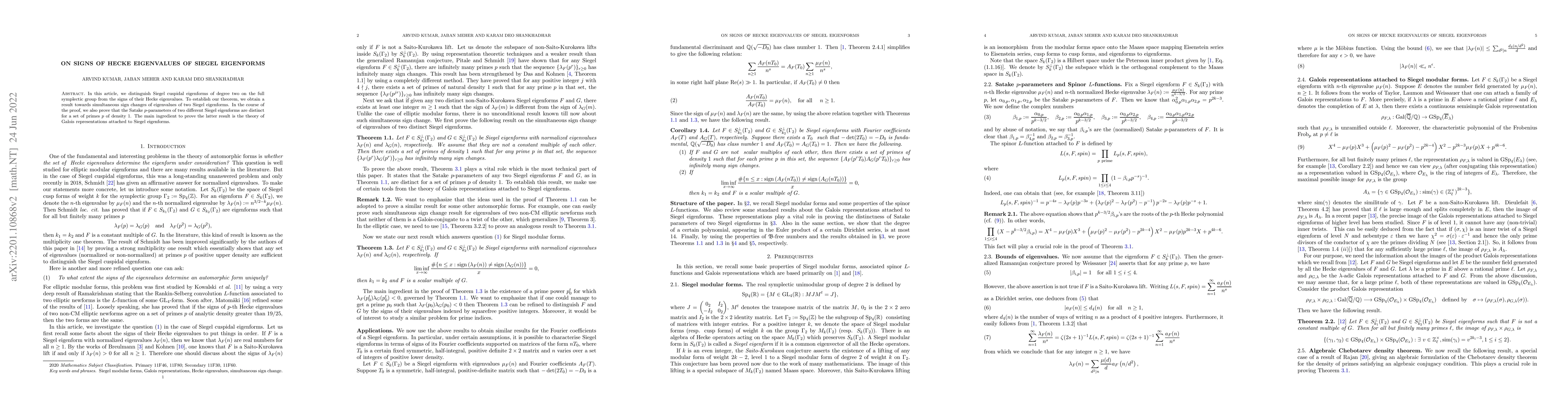 Thumbnail for On signs of Hecke eigenvalues of Siegel eigenforms