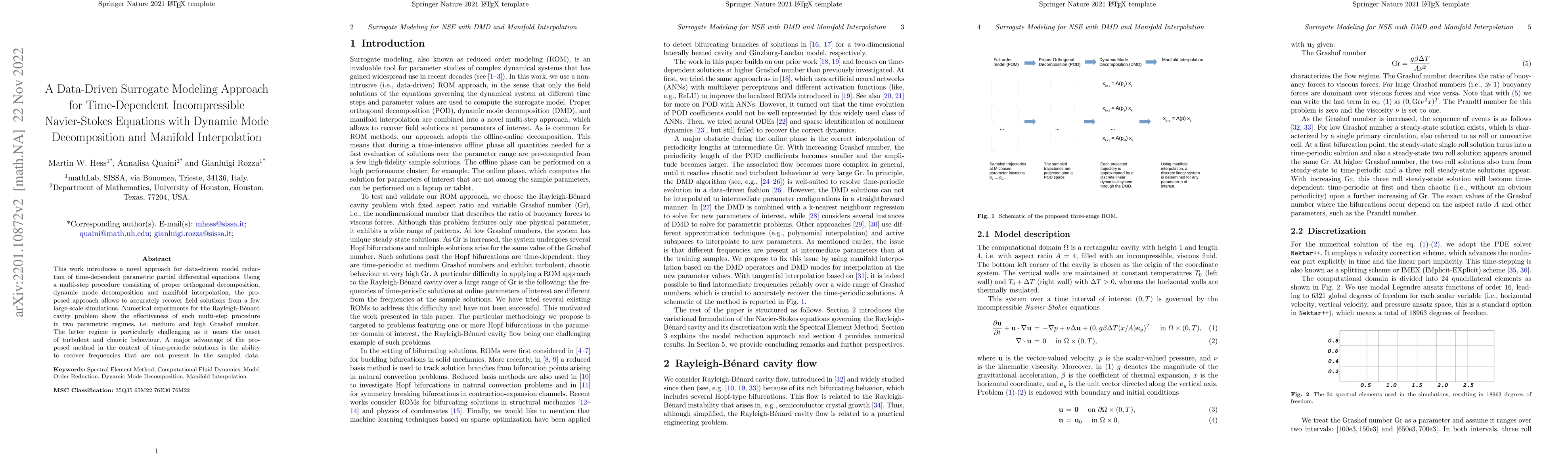 Thumbnail for A Data-Driven Surrogate Modeling Approach for Time-Dependent
  Incompressible Navier-Stokes Equations with Dynamic Mode Decomposition and
  Manifold Interpolation