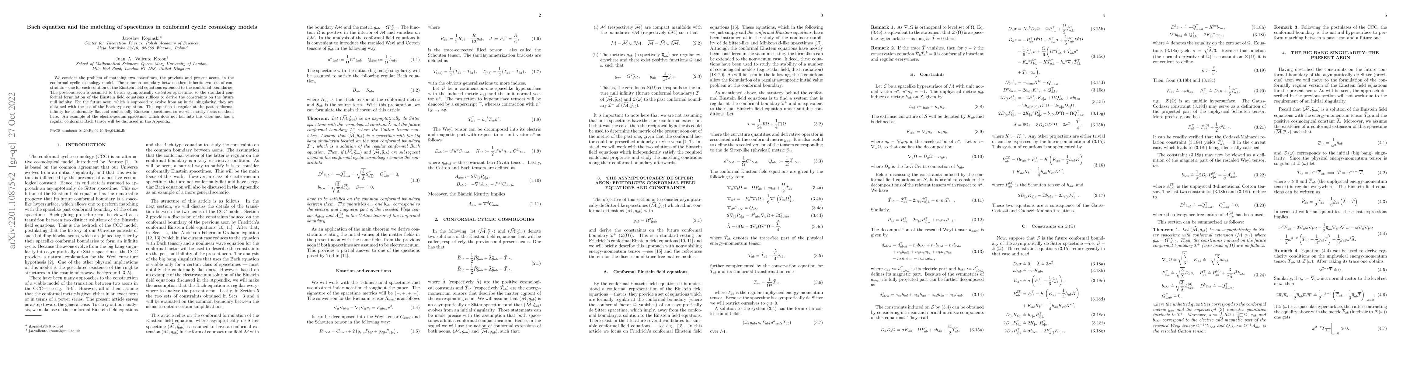 Thumbnail for Bach equation and the matching of spacetimes in conformal cyclic
  cosmology models