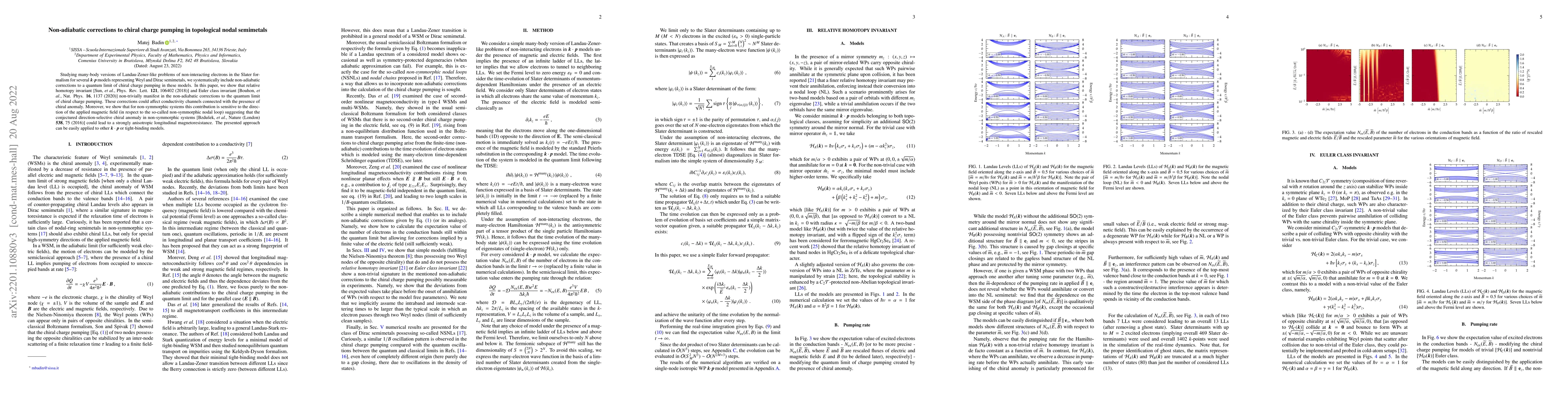 Thumbnail for Non-adiabatic corrections to chiral charge pumping in topological nodal
  semimetals