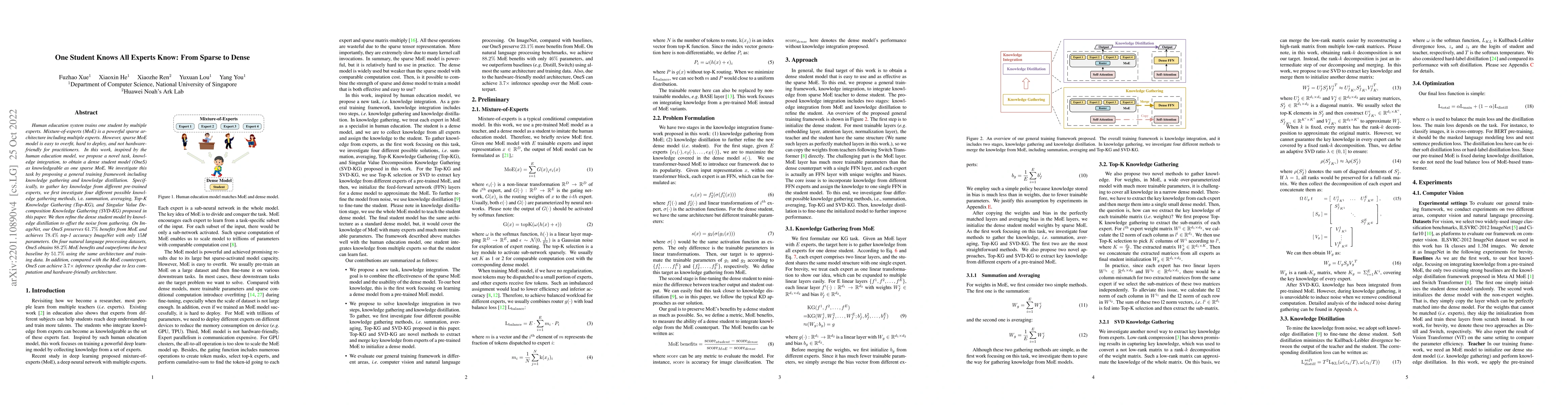 Thumbnail for One Student Knows All Experts Know: From Sparse to Dense