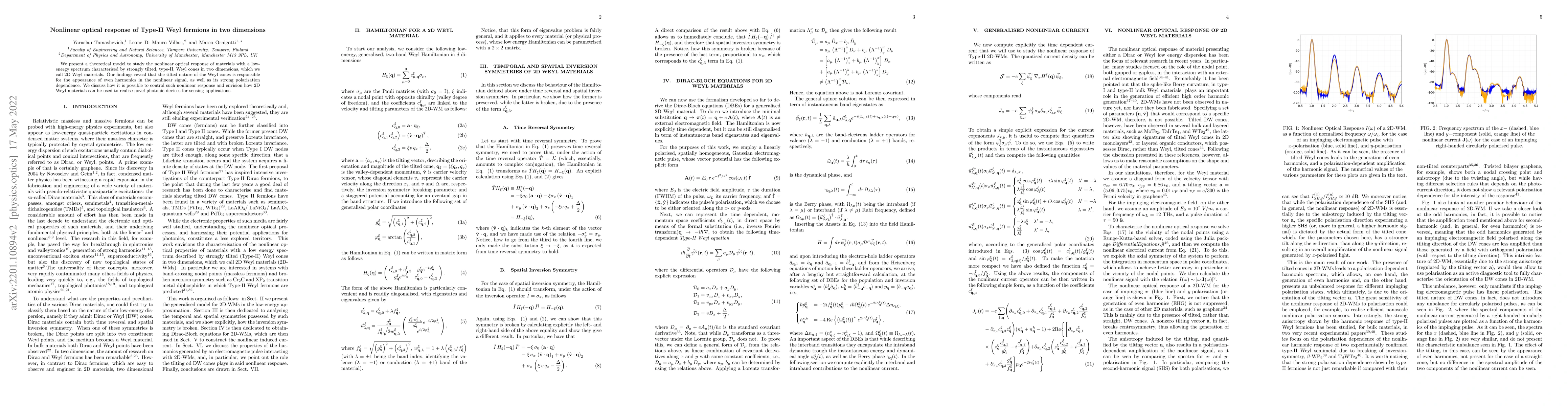 Thumbnail for Nonlinear optical response of Type-II Weyl fermions in two dimensions