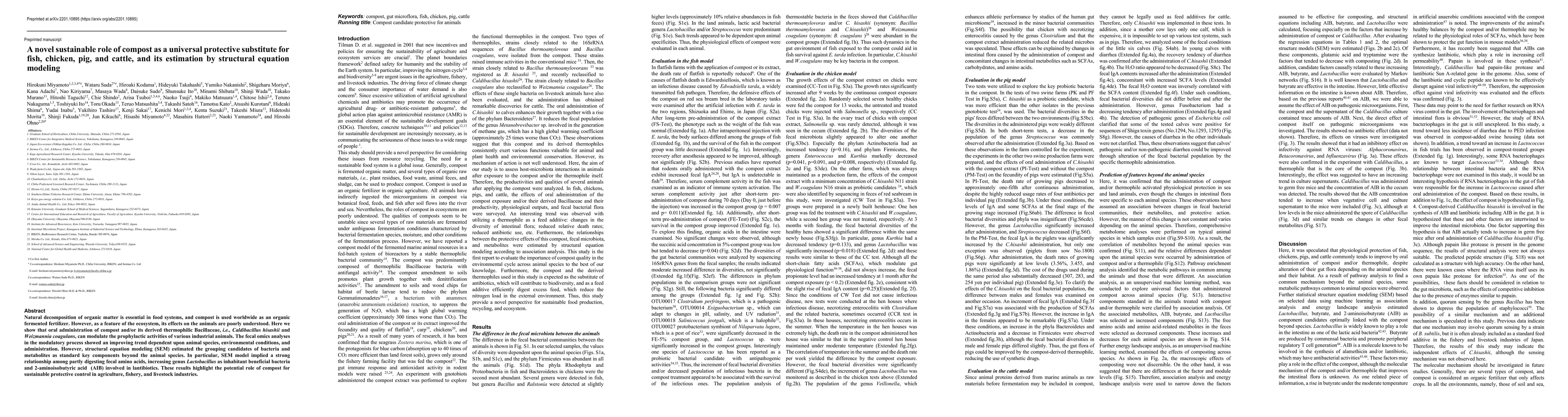 Thumbnail for A novel sustainable role of compost as a universal protective substitute
  for fish, chicken, pig, and cattle, and its estimation by structural equation
  modeling