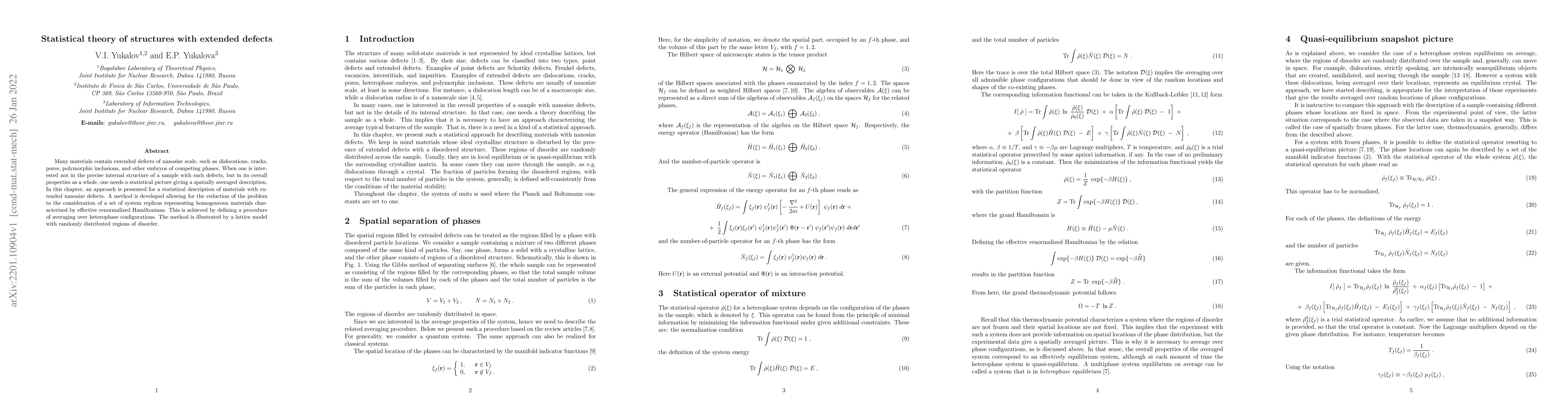 Thumbnail for Statistical theory of structures with extended defects