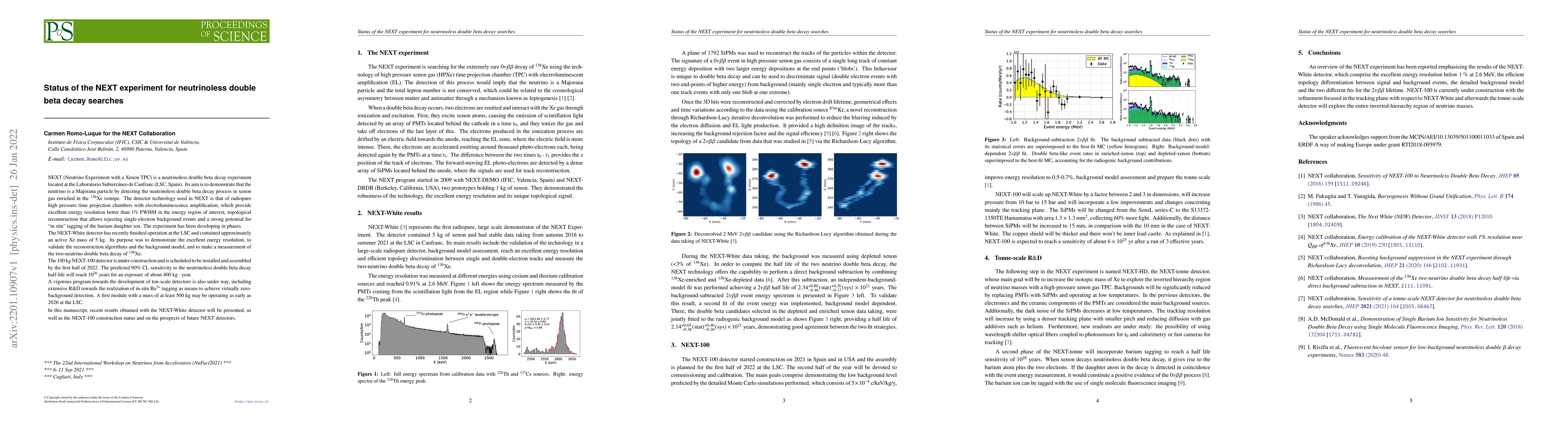 Thumbnail for Status of the NEXT experiment for neutrinoless double beta decay
  searches