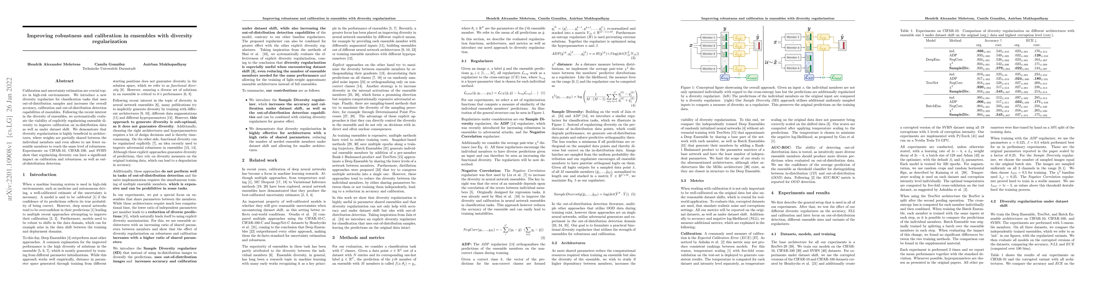 Thumbnail for Improving robustness and calibration in ensembles with diversity
  regularization