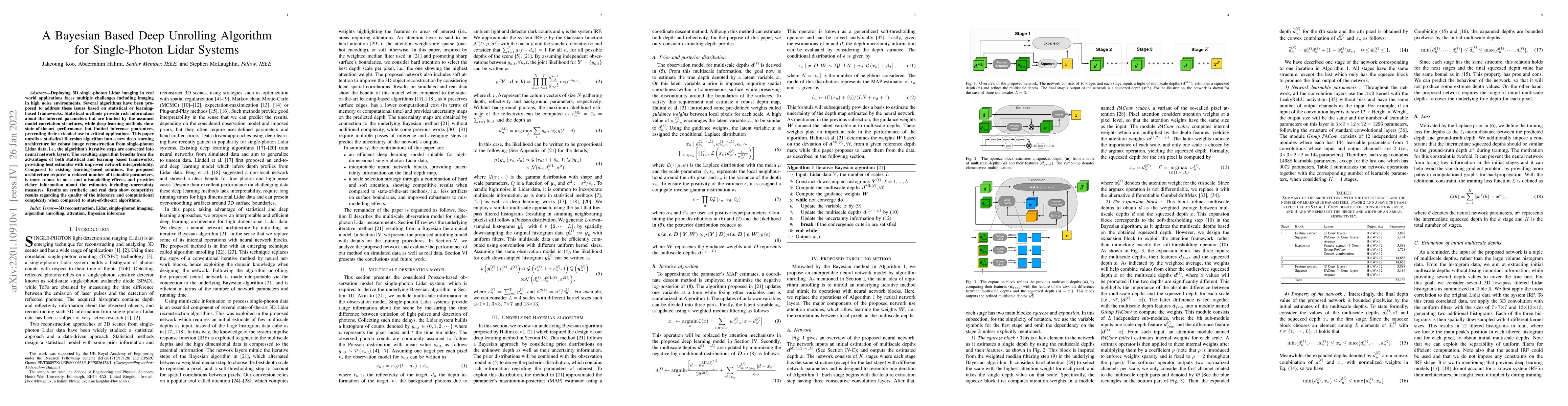 Thumbnail for A Bayesian Based Deep Unrolling Algorithm for Single-Photon Lidar
  Systems