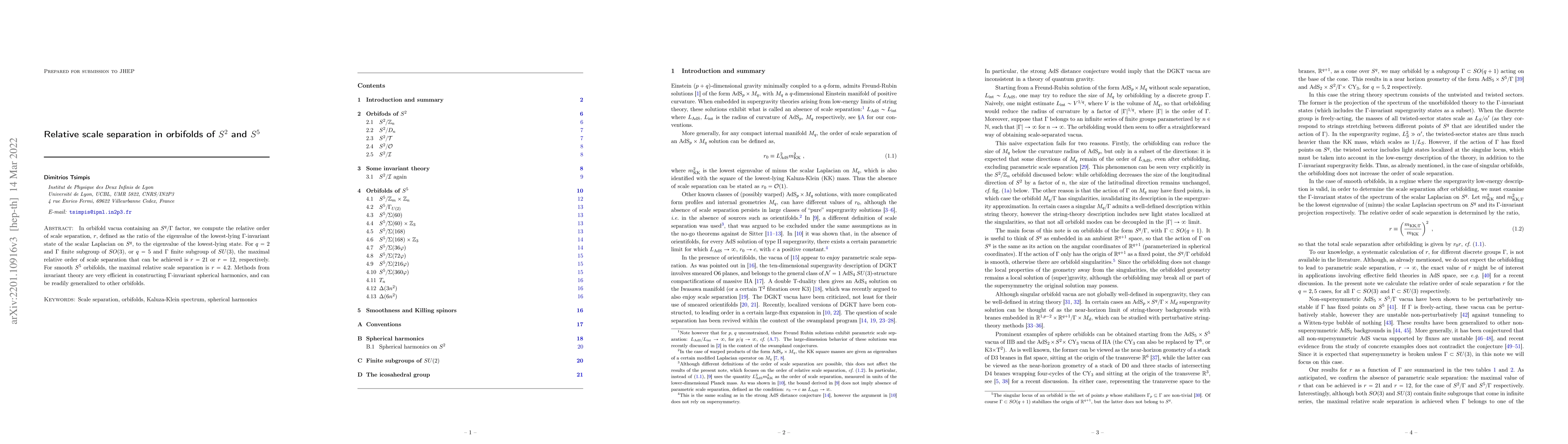Thumbnail for Relative scale separation in orbifolds of $S^2$ and $S^5$