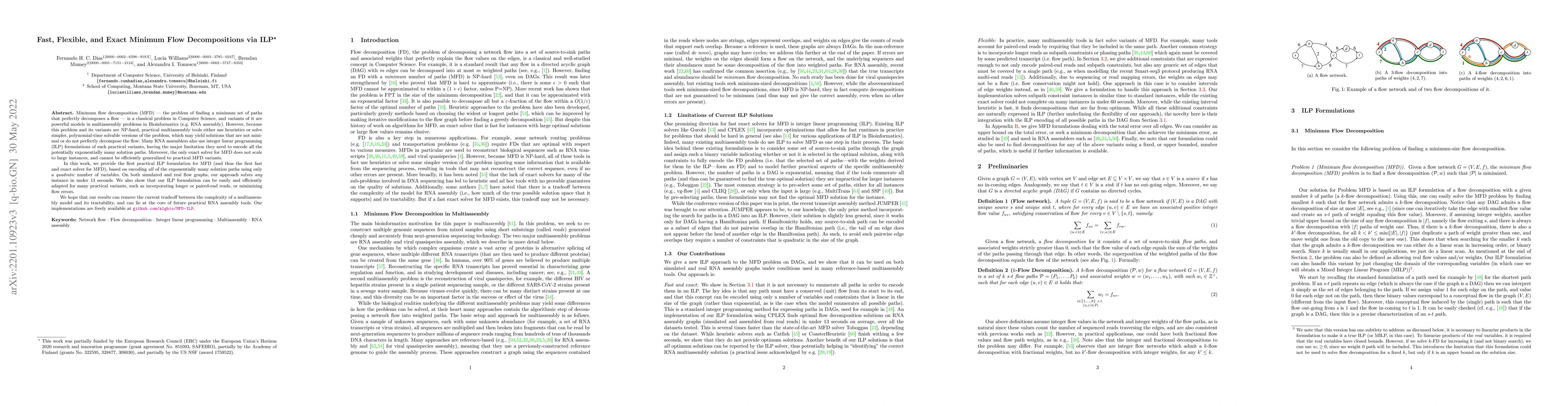 Thumbnail for Fast, Flexible, and Exact Minimum Flow Decompositions via ILP