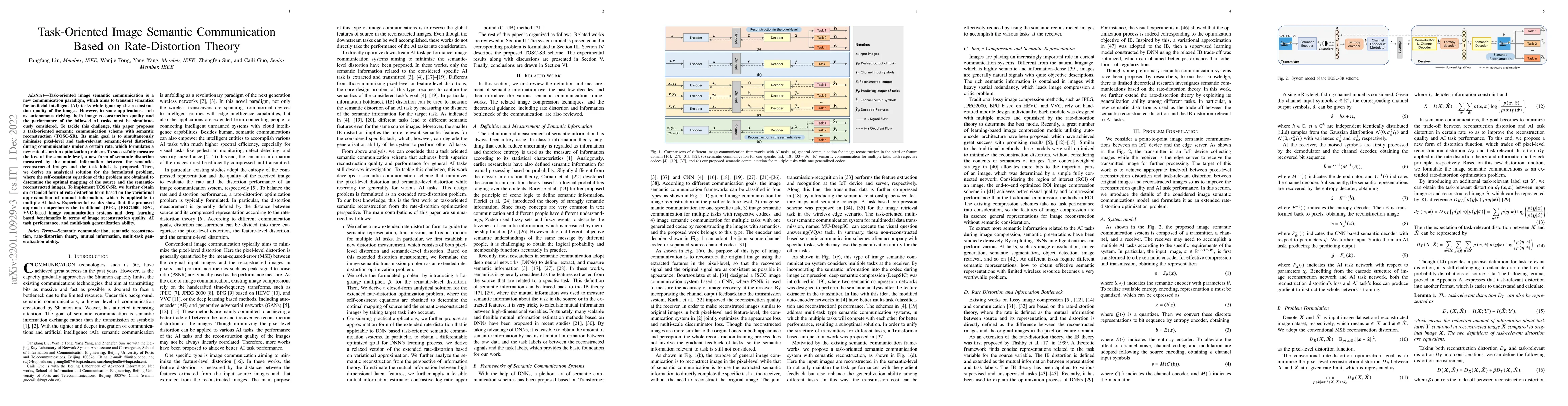 Thumbnail for Task-Oriented Image Semantic Communication Based on Rate-Distortion
  Theory