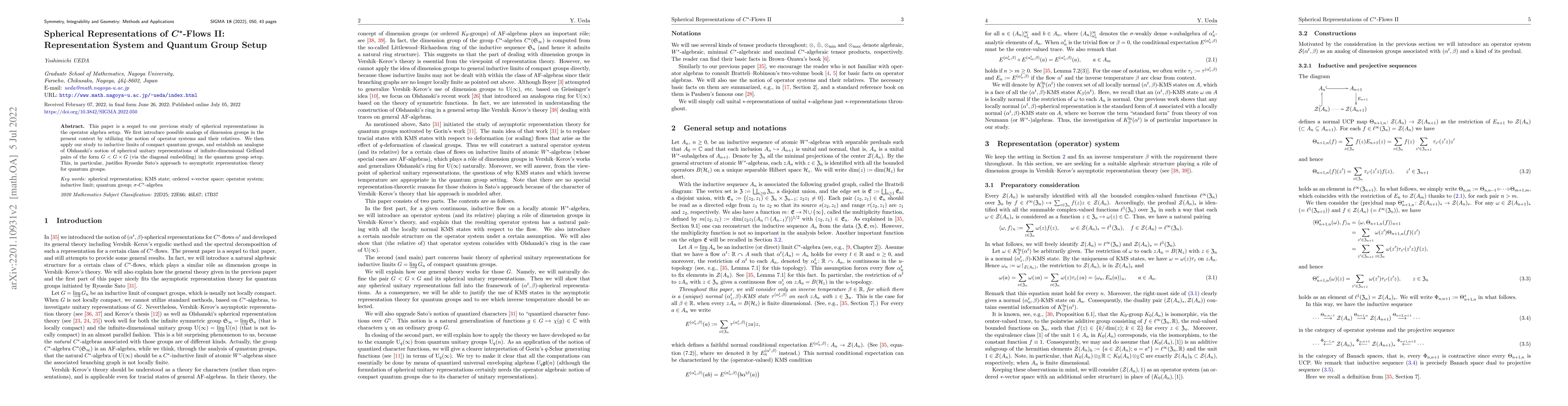 Thumbnail for Spherical Representations of $C^*$-Flows II: Representation System and
  Quantum Group Setup