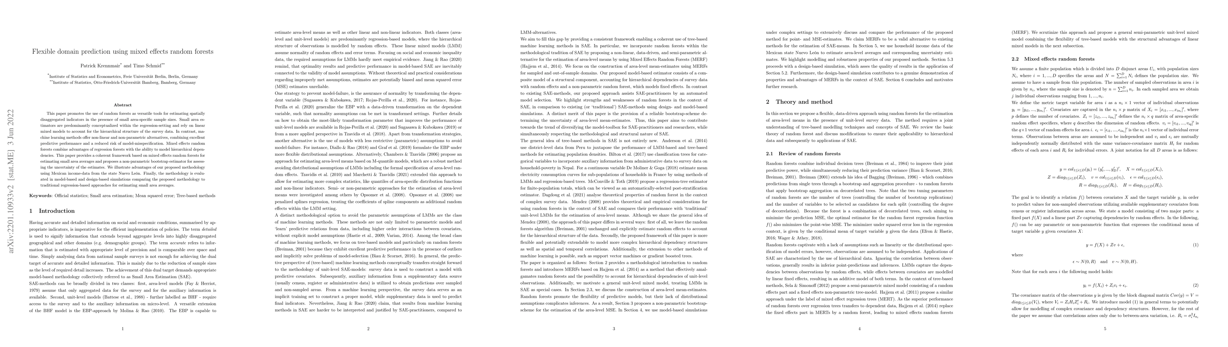 Thumbnail for Flexible domain prediction using mixed effects random forests