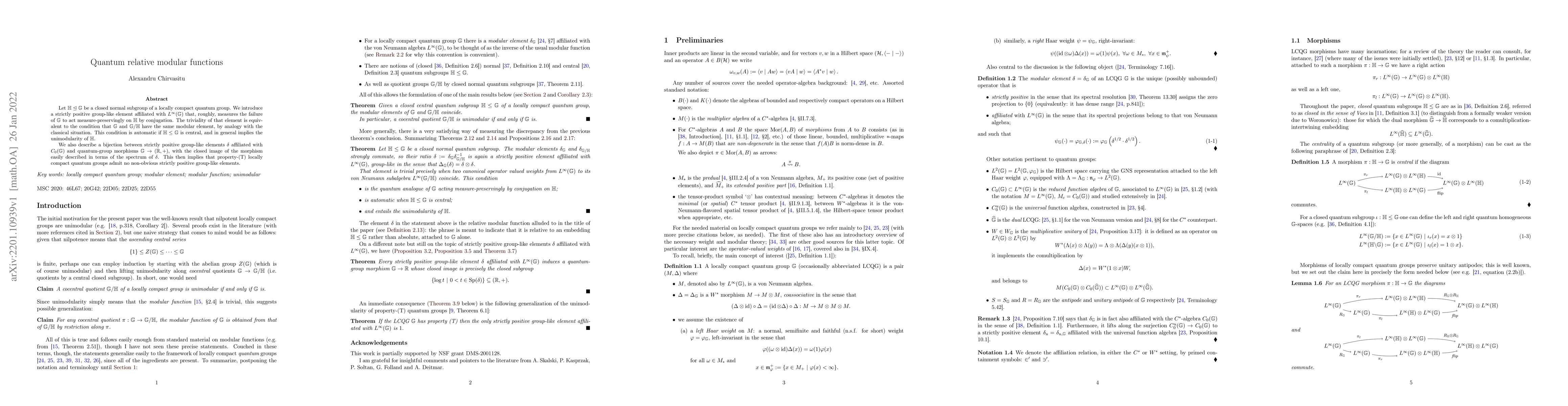 Thumbnail for Quantum relative modular functions