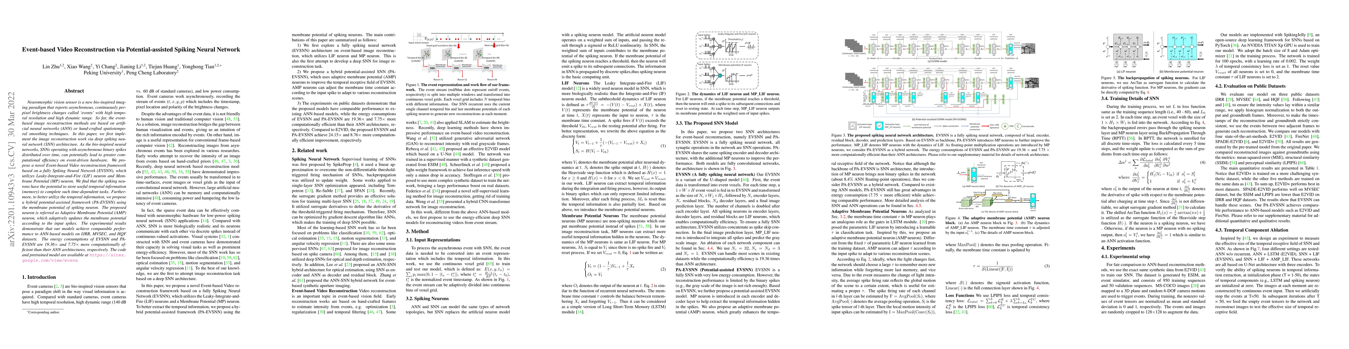 Thumbnail for Event-based Video Reconstruction via Potential-assisted Spiking Neural
  Network