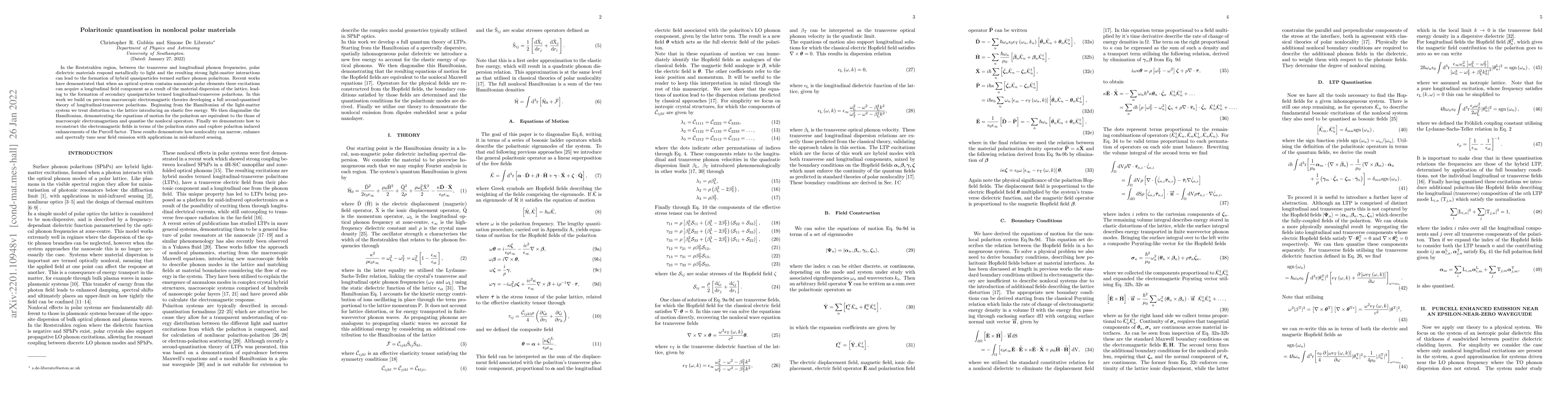Thumbnail for Polaritonic quantisation in nonlocal polar material