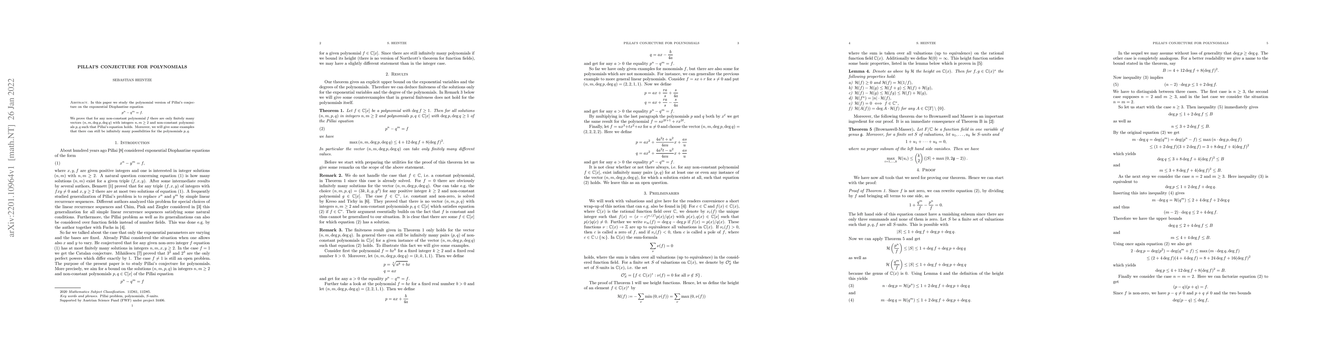 Thumbnail for Pillai's conjecture for polynomials