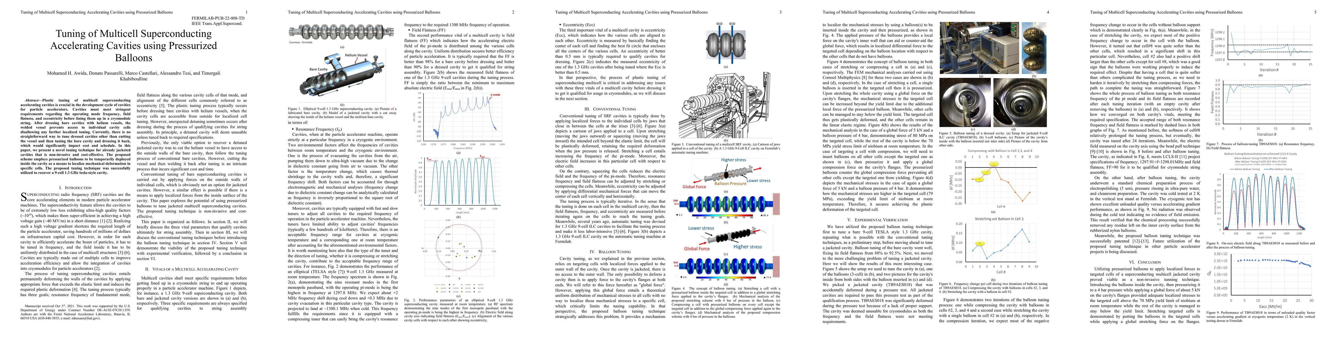 Thumbnail for Tuning of Multicell Superconducting Accelerating Cavities using
  Pressurized Balloons