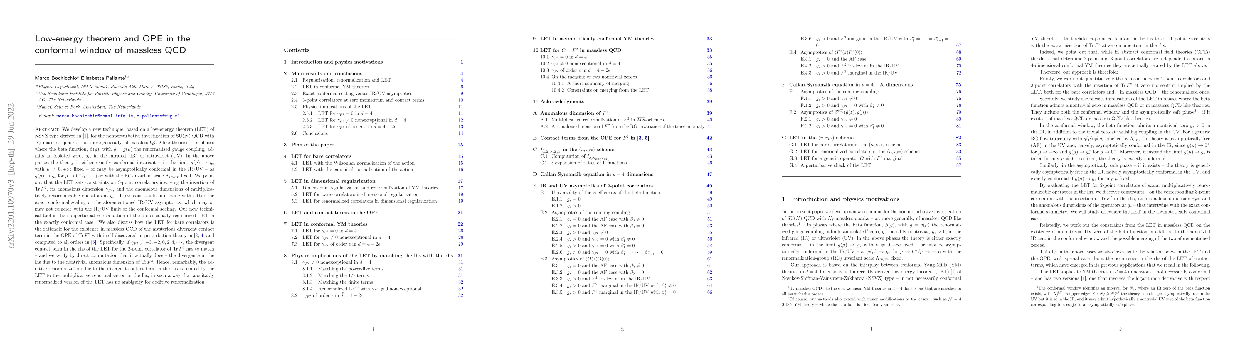 Thumbnail for Low-energy theorem and OPE in the conformal window of massless QCD