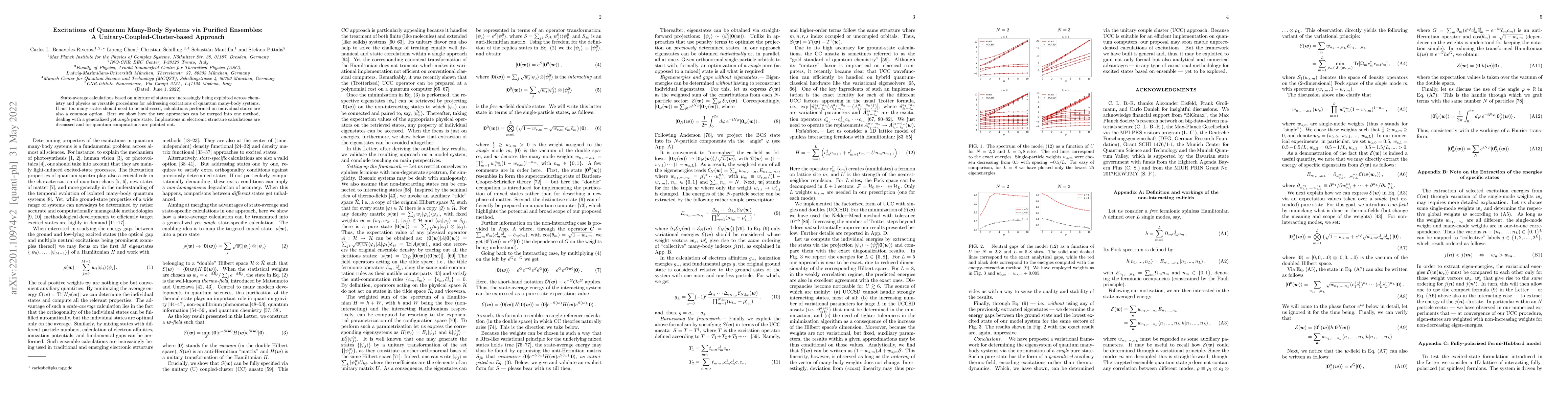 Thumbnail for Excitations of Quantum Many-Body Systems via Purified Ensembles: A
  Unitary-Coupled-Cluster-based Approach