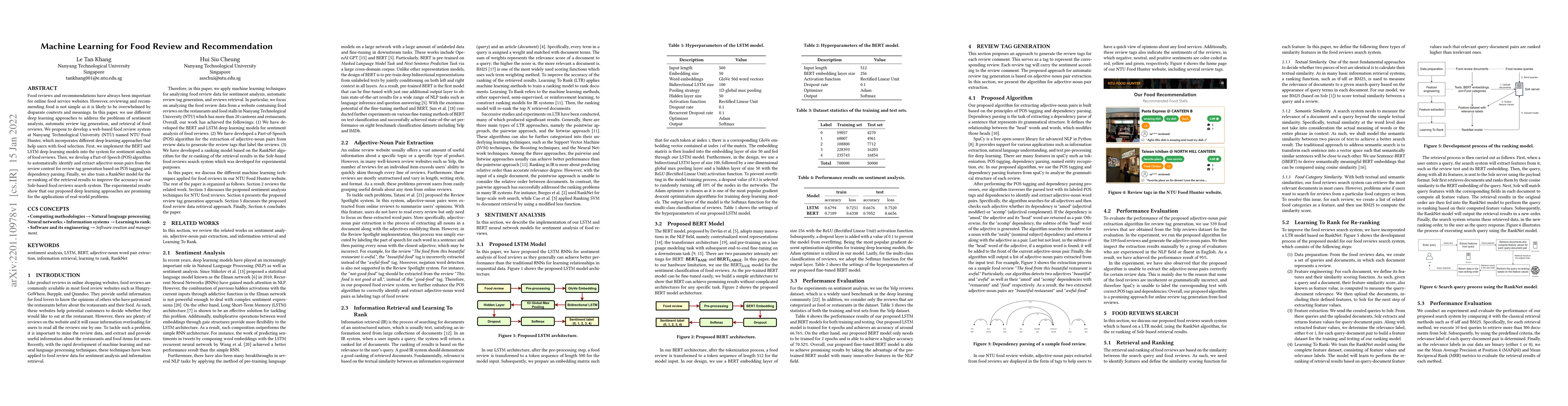 Thumbnail for Machine Learning for Food Review and Recommendation