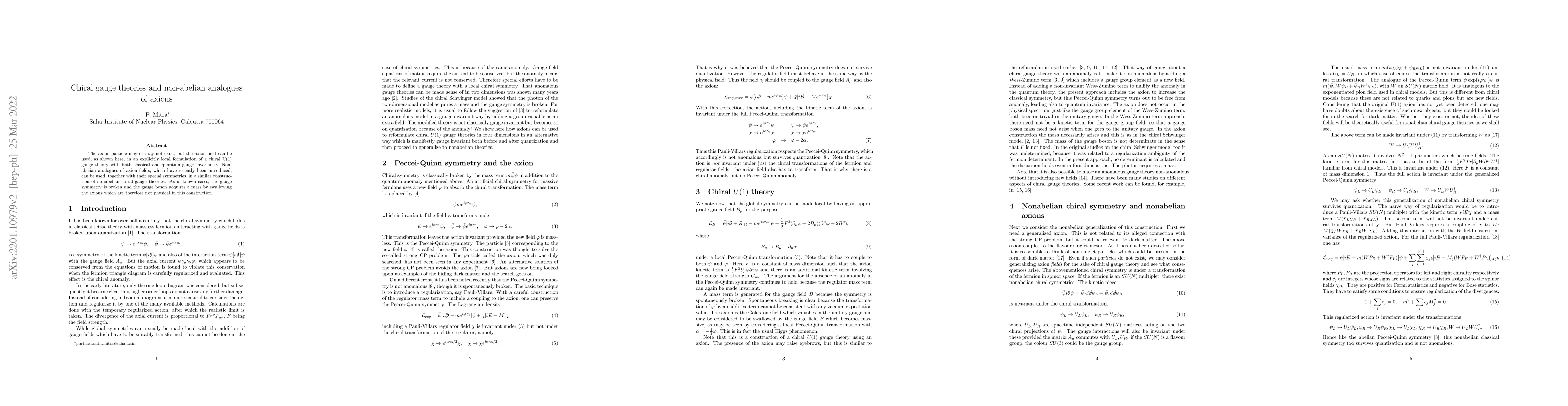 Thumbnail for Chiral gauge theories and non-abelian analogues of axions
