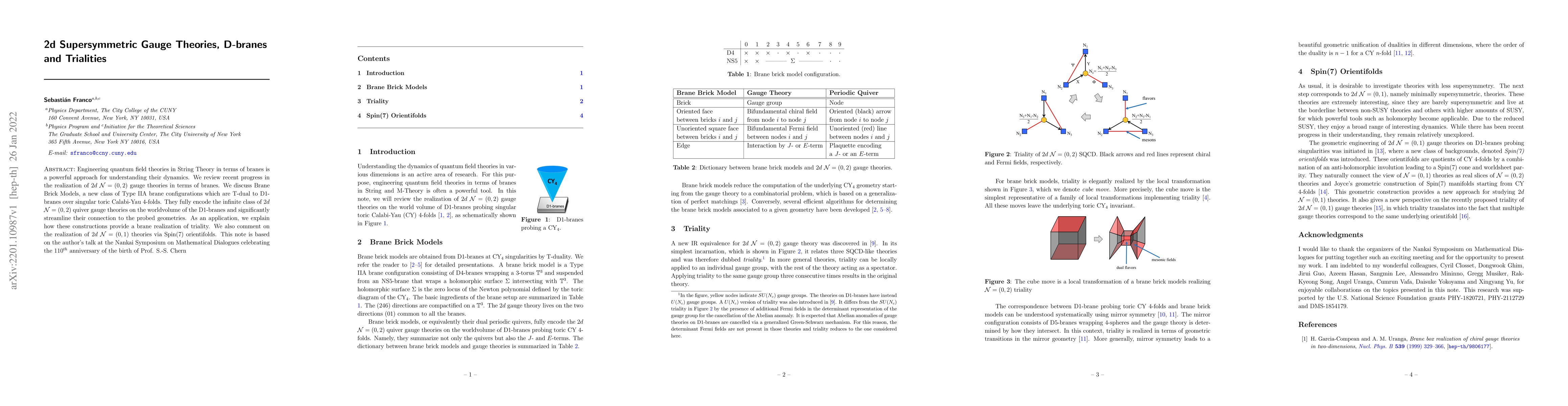 Thumbnail for 2d Supersymmetric Gauge Theories, D-branes and Trialities