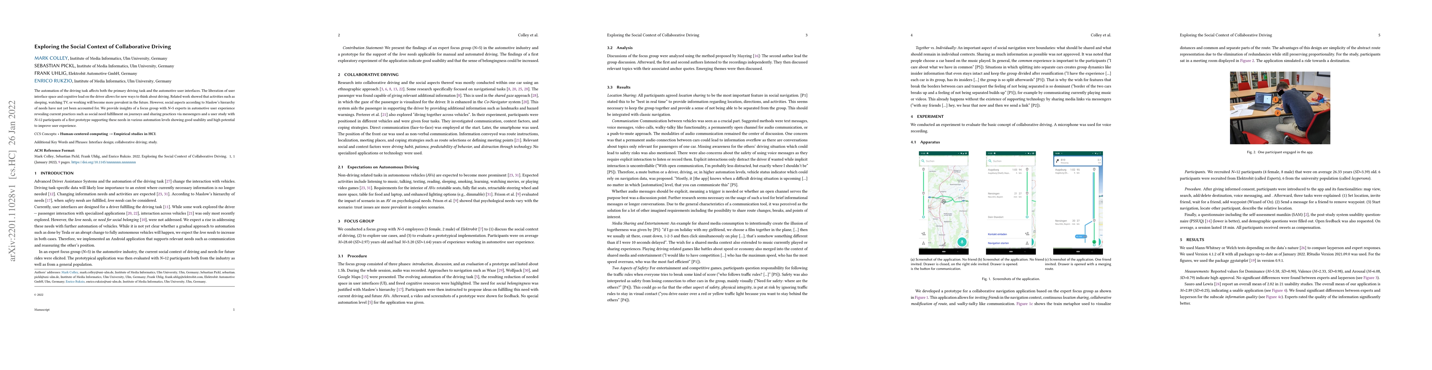 Thumbnail for Exploring the Social Context of Collaborative Driving