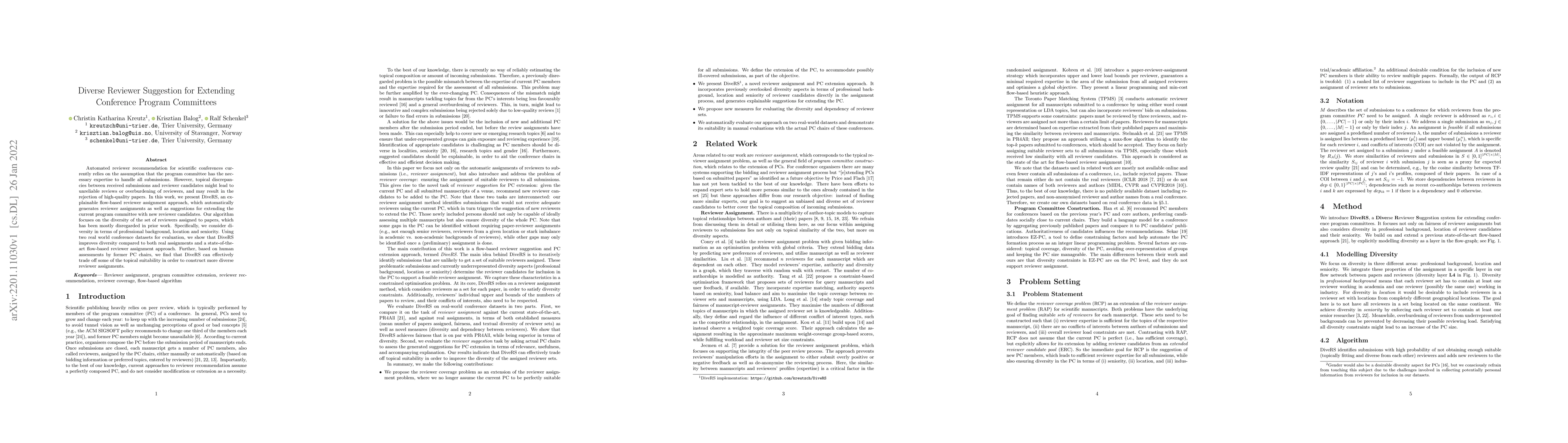 Thumbnail for Diverse Reviewer Suggestion for Extending Conference Program Committees