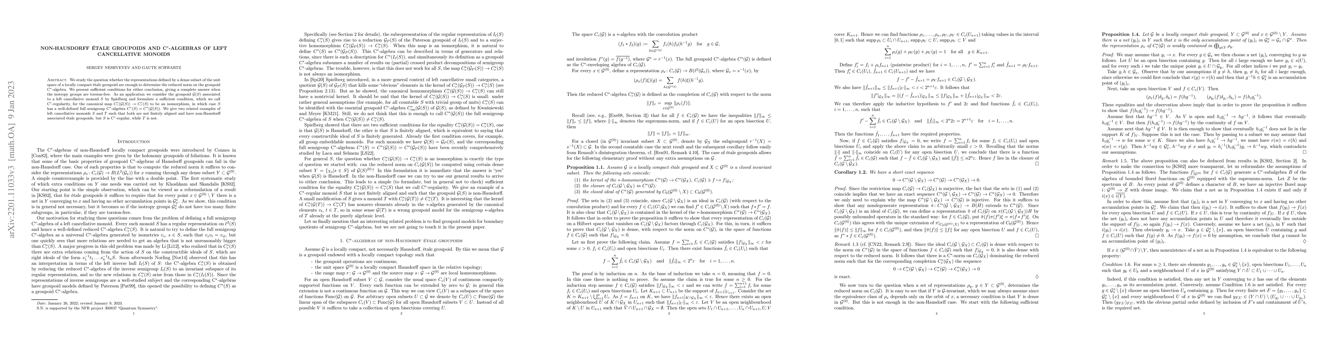 Thumbnail for Non-Hausdorff etale groupoids and C*-algebras of left cancellative
  monoids