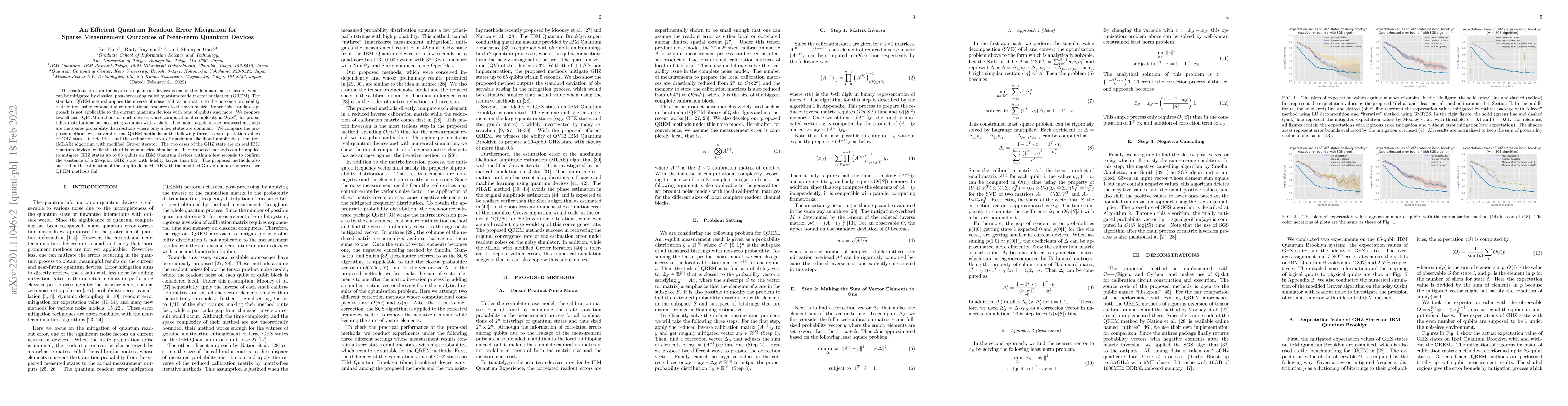 Thumbnail for An Efficient Quantum Readout Error Mitigation for Sparse Measurement
  Outcomes of Near-term Quantum Devices