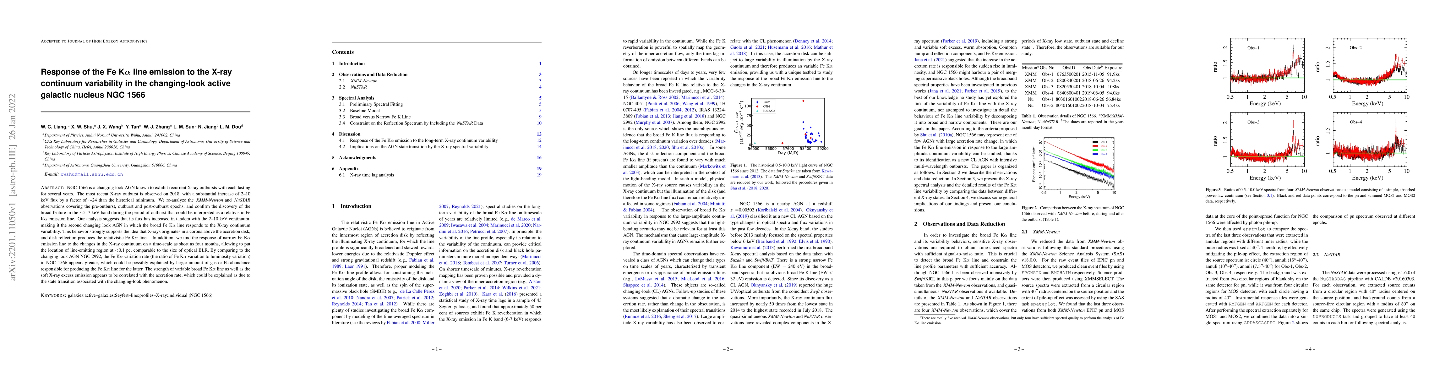 Thumbnail for Response of the Fe K_alpha line emission to the X-ray continuum
  variability in the changing-look active galactic nucleus NGC 1566