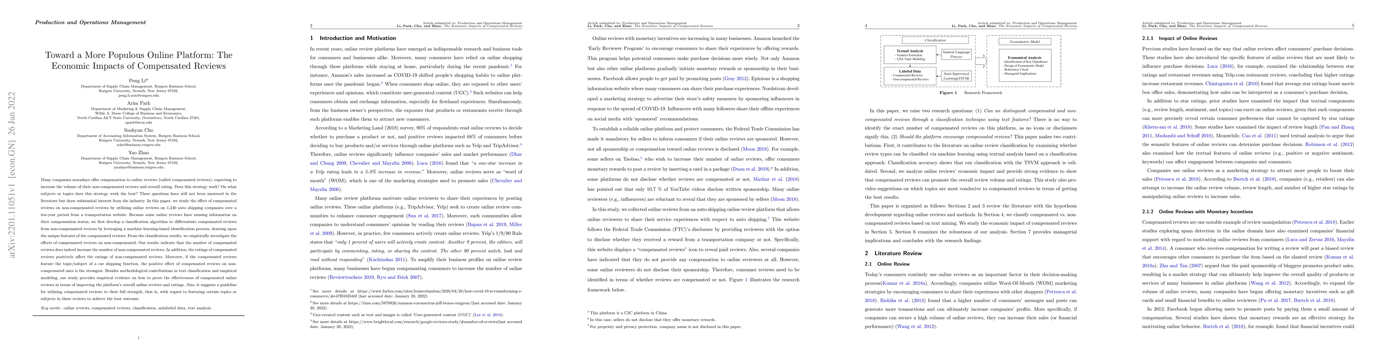 Thumbnail for Toward a More Populous Online Platform: The Economic Impacts of
  Compensated Reviews