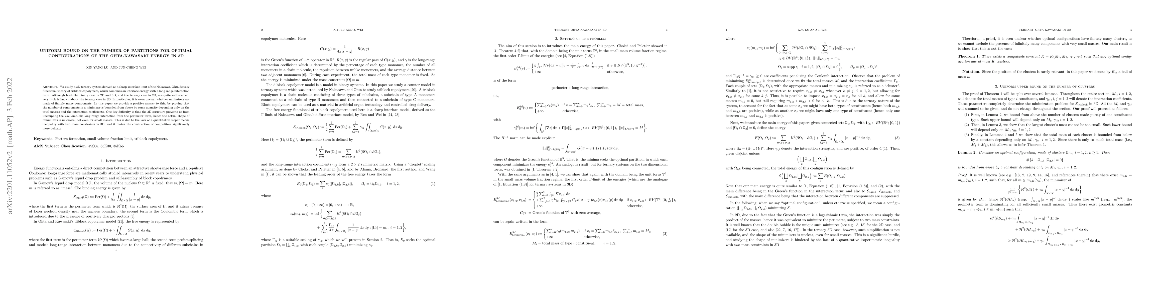 Thumbnail for Uniform bound on the number of partitions for optimal configurations of
  the Ohta-Kawasaki energy in 3D