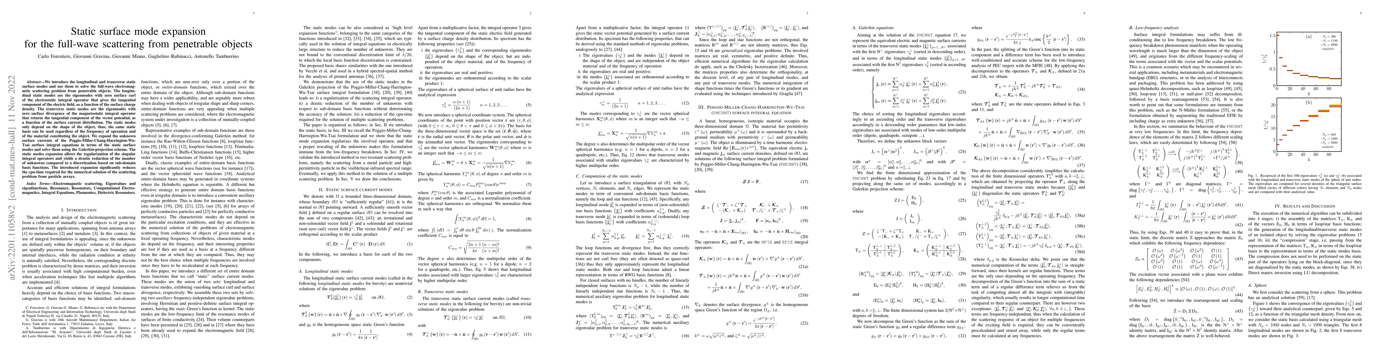 Thumbnail for Static surface mode expansion for the full-wave scattering from
  penetrable objects